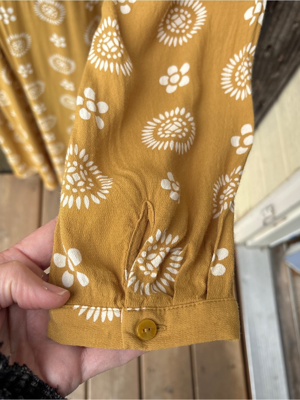 Boden Longsleeve Floral Full Button Down Shirt Dress in Mustard Sz 8 Regular - Picture 6 of 13